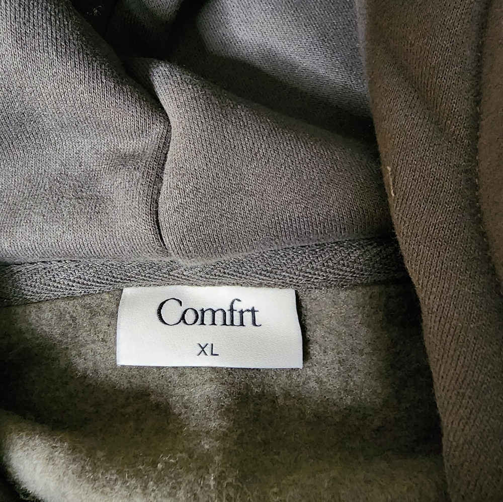 Comfrt Cloud Zip Hoodie Unisex XL Millstone Green Full Zip Oversized - Picture 4 of 7